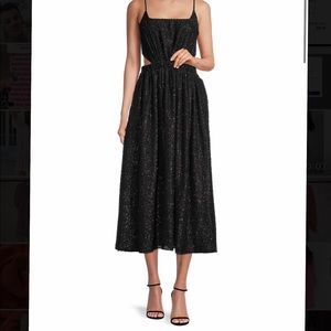 Elliatt Nerida Metallic A-Line Black Midi Dress XS
